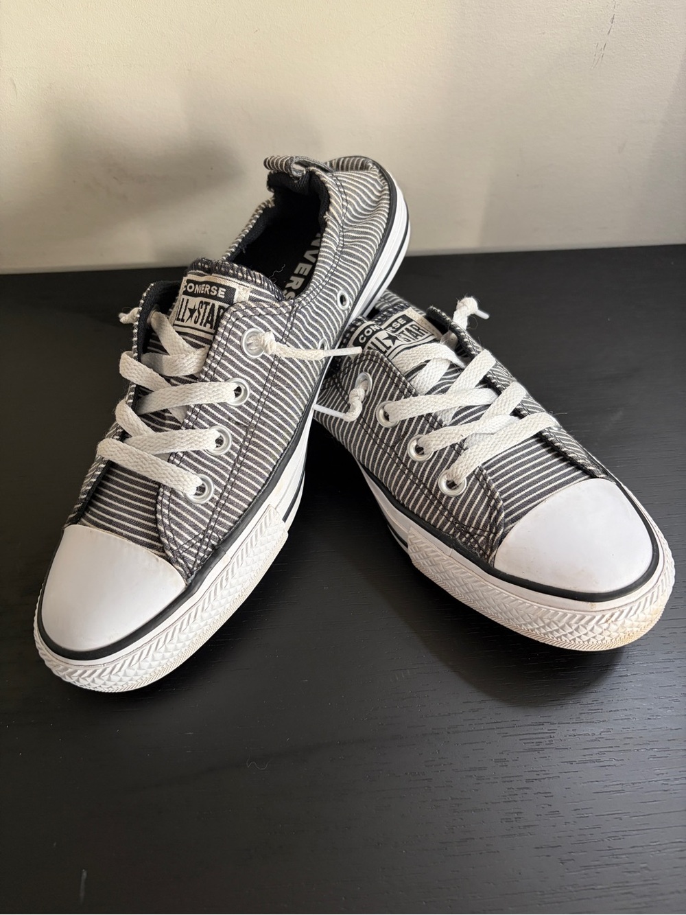 Converse Women’s Black & White Striped Low-Top Sneakers